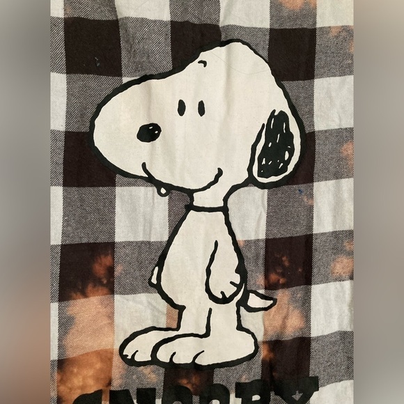 Peanuts Medium Bleach Splatter Button Up Long Sleeve Shirt 90’s Grunge Style - Picture 2 of 8